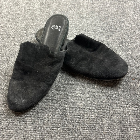 EILEEN FISHER Women’s Vero Cuoio Suede Mules Black slides size: 8 - Picture 3 of 11